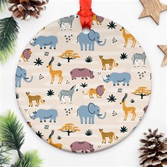 Wild-animals-seamless-pattern Ornament (round) by Wegoenart