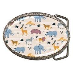 Wild-animals-seamless-pattern Belt Buckles by Wegoenart