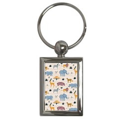 Wild-animals-seamless-pattern Key Chain (rectangle)