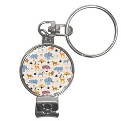 Wild-animals-seamless-pattern Nail Clippers Key Chain