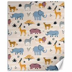 Wild-animals-seamless-pattern Canvas 11  X 14 