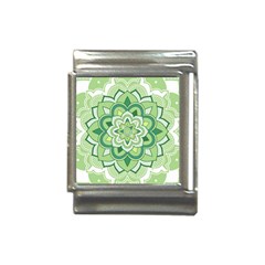 Floral-green-mandala-white Italian Charm (13mm)