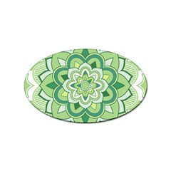 Floral-green-mandala-white Sticker Oval (10 Pack)