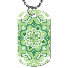 Floral-green-mandala-white Dog Tag (two Sides) by Wegoenart