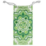 Floral-green-mandala-white Jewelry Bag Back