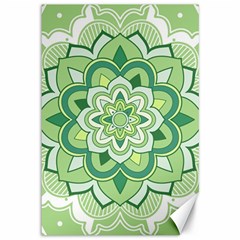 Floral-green-mandala-white Canvas 12  X 18  by Wegoenart