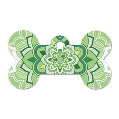 Floral-green-mandala-white Dog Tag Bone (one Side) by Wegoenart