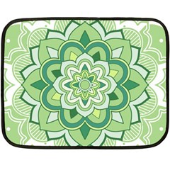 Floral-green-mandala-white Fleece Blanket (mini) by Wegoenart