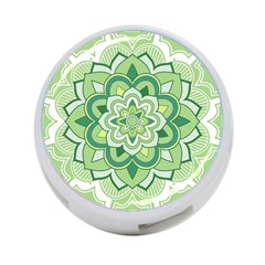 Floral-green-mandala-white 4-port Usb Hub (one Side) by Wegoenart