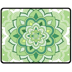 Floral-green-mandala-white Fleece Blanket (medium)  by Wegoenart