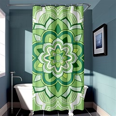 Floral-green-mandala-white Shower Curtain 36  X 72  (stall)  by Wegoenart