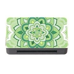 Floral-green-mandala-white Memory Card Reader With Cf by Wegoenart