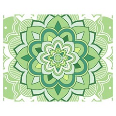 Floral-green-mandala-white Double Sided Flano Blanket (medium)  by Wegoenart