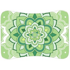 Floral-green-mandala-white Velour Seat Head Rest Cushion by Wegoenart