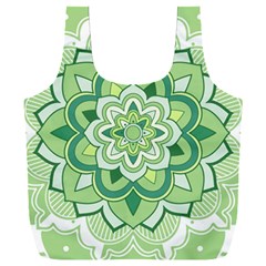 Floral-green-mandala-white Full Print Recycle Bag (xxl) by Wegoenart