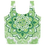 Floral-green-mandala-white Full Print Recycle Bag (XXL) Front