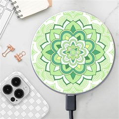 Floral-green-mandala-white Wireless Charger by Wegoenart