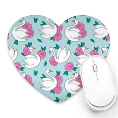 Classy Swan Pattern Heart Mousepad by Wegoenart