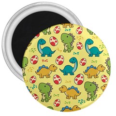 Seamless Pattern With Cute Dinosaurs Character 3  Magnets by Wegoenart