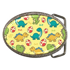 Seamless Pattern With Cute Dinosaurs Character Belt Buckles by Wegoenart