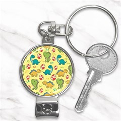 Seamless Pattern With Cute Dinosaurs Character Nail Clippers Key Chain