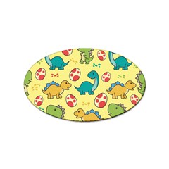 Seamless Pattern With Cute Dinosaurs Character Sticker Oval (10 Pack) by Wegoenart