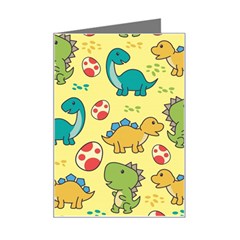 Seamless Pattern With Cute Dinosaurs Character Mini Greeting Card by Wegoenart