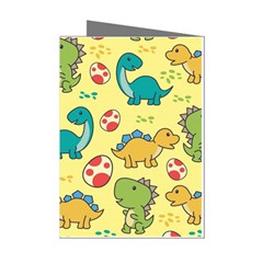 Seamless Pattern With Cute Dinosaurs Character Mini Greeting Cards (pkg Of 8) by Wegoenart