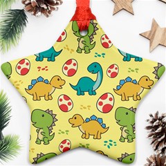 Seamless Pattern With Cute Dinosaurs Character Star Ornament (two Sides) by Wegoenart