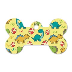 Seamless Pattern With Cute Dinosaurs Character Dog Tag Bone (two Sides) by Wegoenart