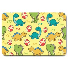 Seamless Pattern With Cute Dinosaurs Character Large Doormat by Wegoenart