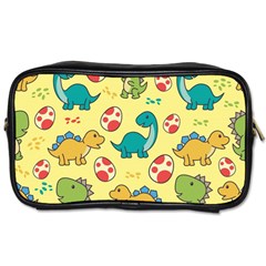 Seamless Pattern With Cute Dinosaurs Character Toiletries Bag (one Side) by Wegoenart