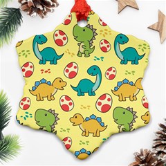 Seamless Pattern With Cute Dinosaurs Character Ornament (snowflake)