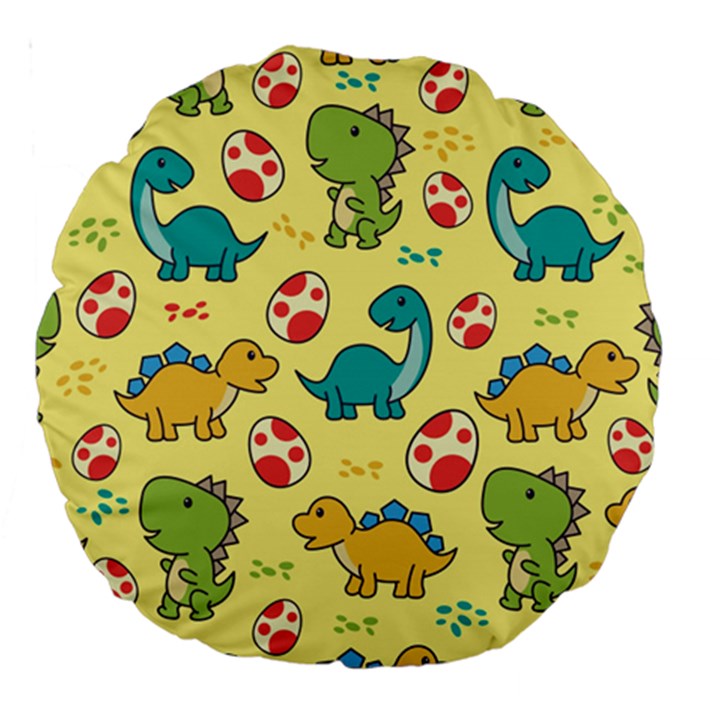 Seamless pattern with cute dinosaurs character Large 18  Premium Round Cushions