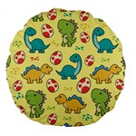 Seamless pattern with cute dinosaurs character Large 18  Premium Round Cushions Back