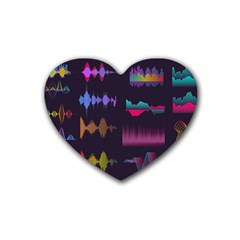 Colorful-sound-wave-set Rubber Heart Coaster (4 Pack) by Wegoenart