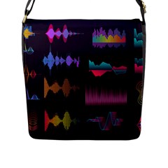 Colorful-sound-wave-set Flap Closure Messenger Bag (l) by Wegoenart