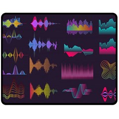 Colorful-sound-wave-set Double Sided Fleece Blanket (medium)  by Wegoenart