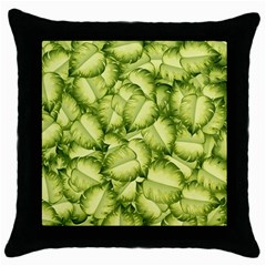 Seamless-pattern-with-green-leaves Throw Pillow Case (Black)