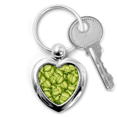 Seamless-pattern-with-green-leaves Key Chain (Heart)