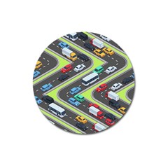 Urban Cars Seamless Texture Isometric Roads Car Traffic Seamless Pattern With Transport City Vector Magnet 3  (round) by Wegoenart