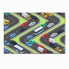 Urban Cars Seamless Texture Isometric Roads Car Traffic Seamless Pattern With Transport City Vector Postcards 5  X 7  (pkg Of 10) by Wegoenart