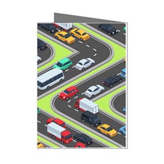 Urban Cars Seamless Texture Isometric Roads Car Traffic Seamless Pattern With Transport City Vector Mini Greeting Cards (pkg Of 8) by Wegoenart