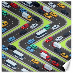 Urban Cars Seamless Texture Isometric Roads Car Traffic Seamless Pattern With Transport City Vector Canvas 16  X 16 