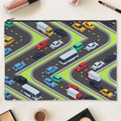 Urban Cars Seamless Texture Isometric Roads Car Traffic Seamless Pattern With Transport City Vector Cosmetic Bag (xxxl) by Wegoenart