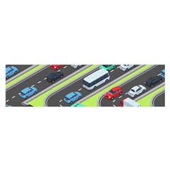 Urban Cars Seamless Texture Isometric Roads Car Traffic Seamless Pattern With Transport City Vector Oblong Satin Scarf (16  X 60 ) by Wegoenart