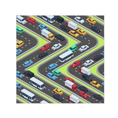 Urban Cars Seamless Texture Isometric Roads Car Traffic Seamless Pattern With Transport City Vector Square Satin Scarf (30  X 30 ) by Wegoenart