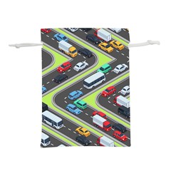 Urban Cars Seamless Texture Isometric Roads Car Traffic Seamless Pattern With Transport City Vector Lightweight Drawstring Pouch (l) by Wegoenart