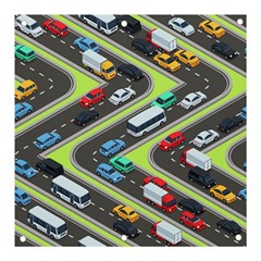 Urban Cars Seamless Texture Isometric Roads Car Traffic Seamless Pattern With Transport City Vector Banner And Sign 3  X 3 