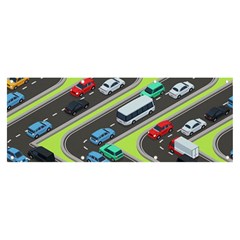 Urban Cars Seamless Texture Isometric Roads Car Traffic Seamless Pattern With Transport City Vector Banner And Sign 8  X 3  by Wegoenart